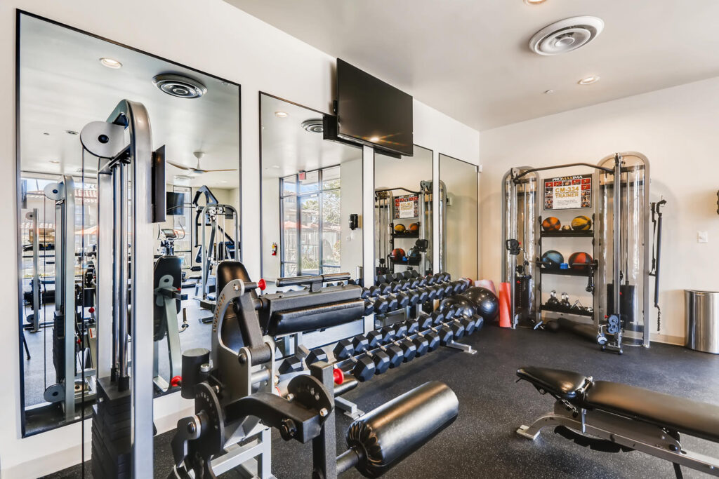 Fitness center with strength training equipment