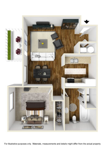 1 bed 1 bath floor plan