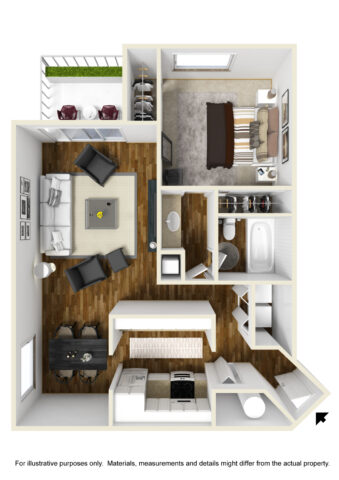 1 bed 1 bath floor plan