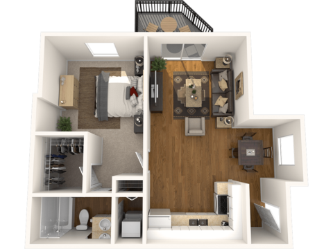 1 bed 1 bath floor plan