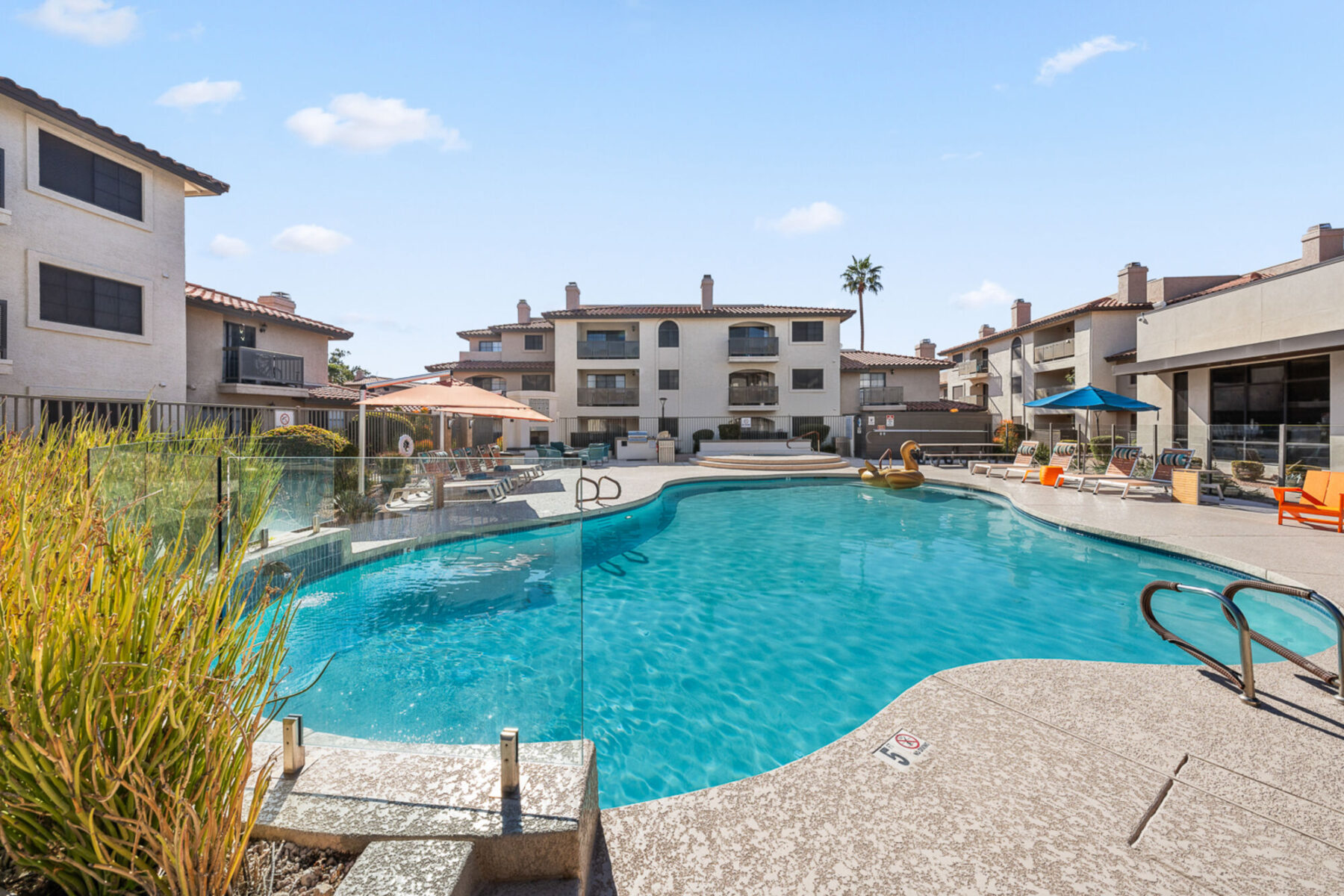 Pool with deck seating